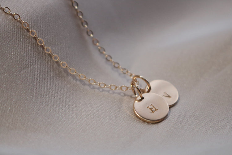 Tiny Initial Disc Necklace