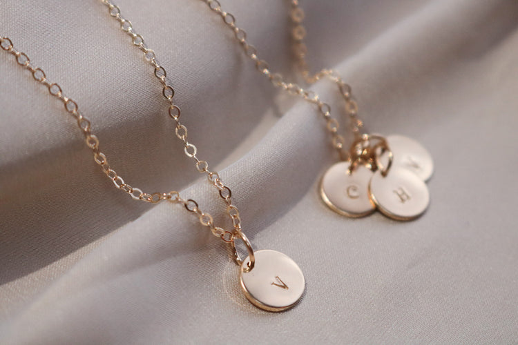 Tiny Initial Disc Necklace