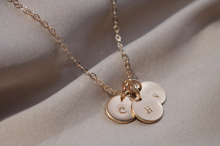 Tiny Initial Disc Necklace