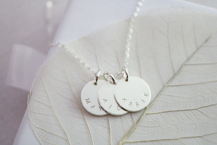 Medium Name Disc Necklace - 1/2" Disc - Silver or Gold