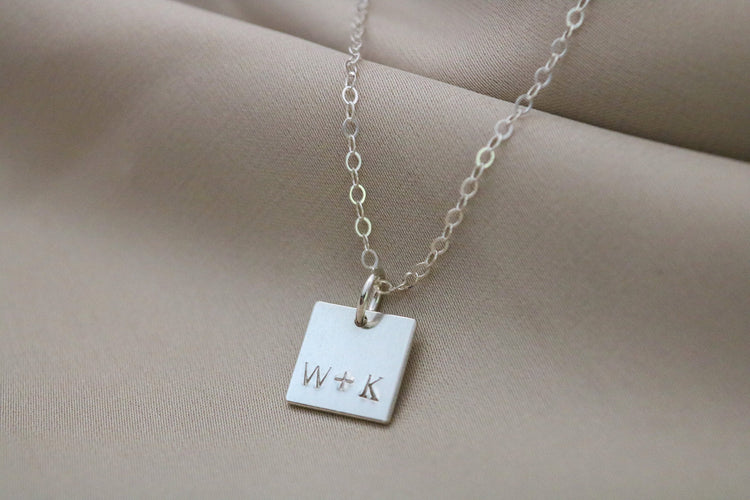 Tiny Square Initial Necklace