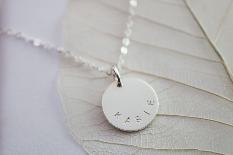 Medium Name Disc Necklace - 1/2" Disc - Silver or Gold