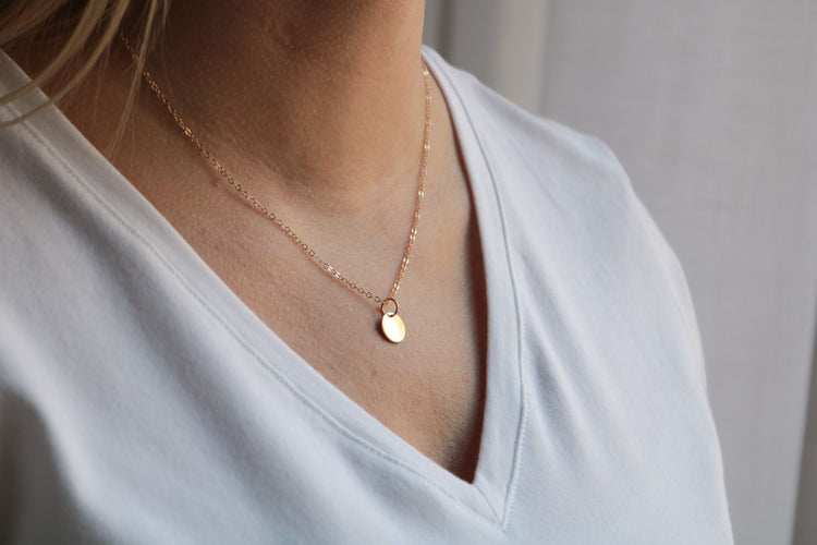 Medium Name Disc Necklace - 1/2" Disc - Silver or Gold