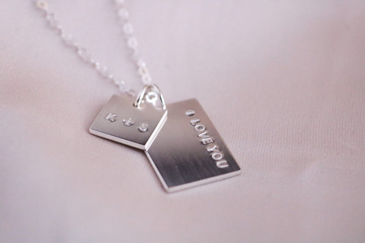 Love Quotes Couples Initial Necklace
