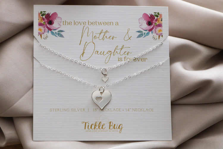 Mother & Daughter Heart Necklace Set