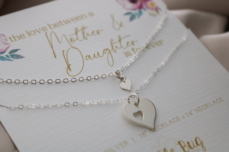 Mother & Daughter Heart Necklace Set