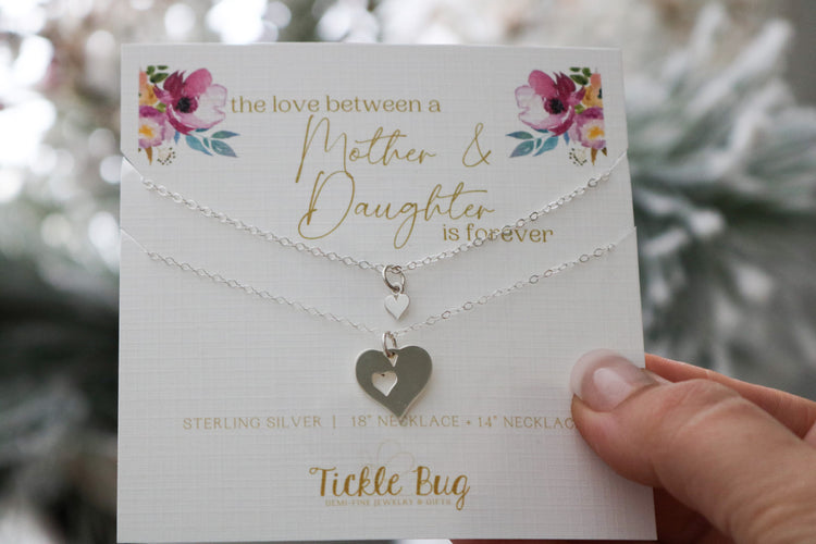 Mother & Daughter Heart Necklace Set