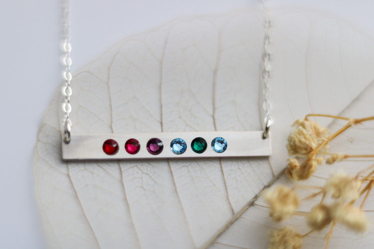 Birthstone Bar Necklace - TickleBugJewelry