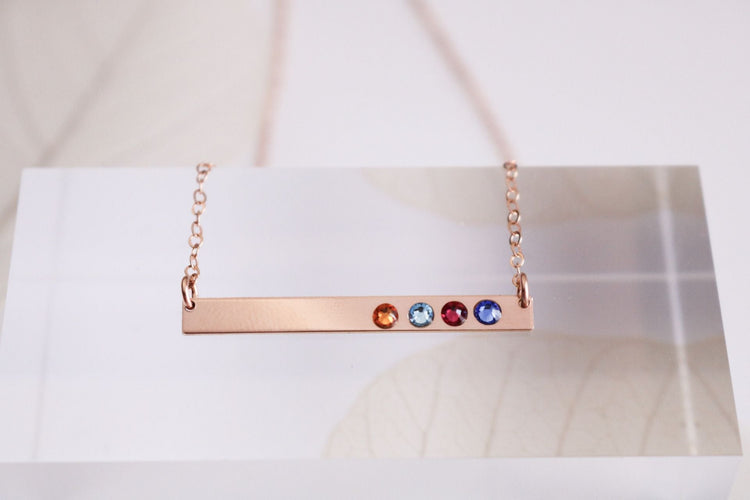 Birthstone Bar Necklace - TickleBugJewelry