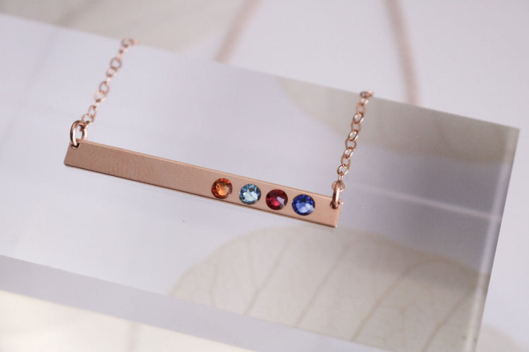 Birthstone Bar Necklace - TickleBugJewelry