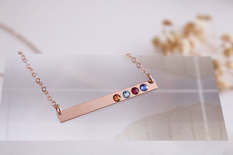 Birthstone Bar Necklace - TickleBugJewelry