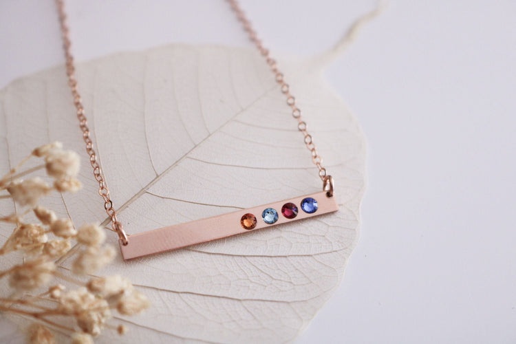 Birthstone Bar Necklace - TickleBugJewelry