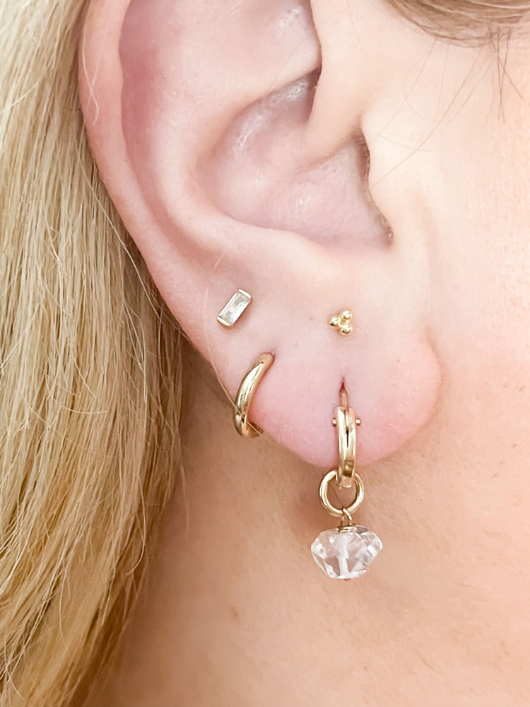 Herkimer Diamond Huggie Earrings - Gold Filled - TickleBugJewelry