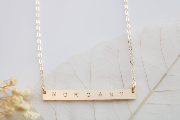 Horizontal Name Bar Necklace - TickleBugJewelry