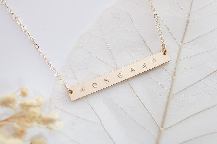 Horizontal Name Bar Necklace - TickleBugJewelry