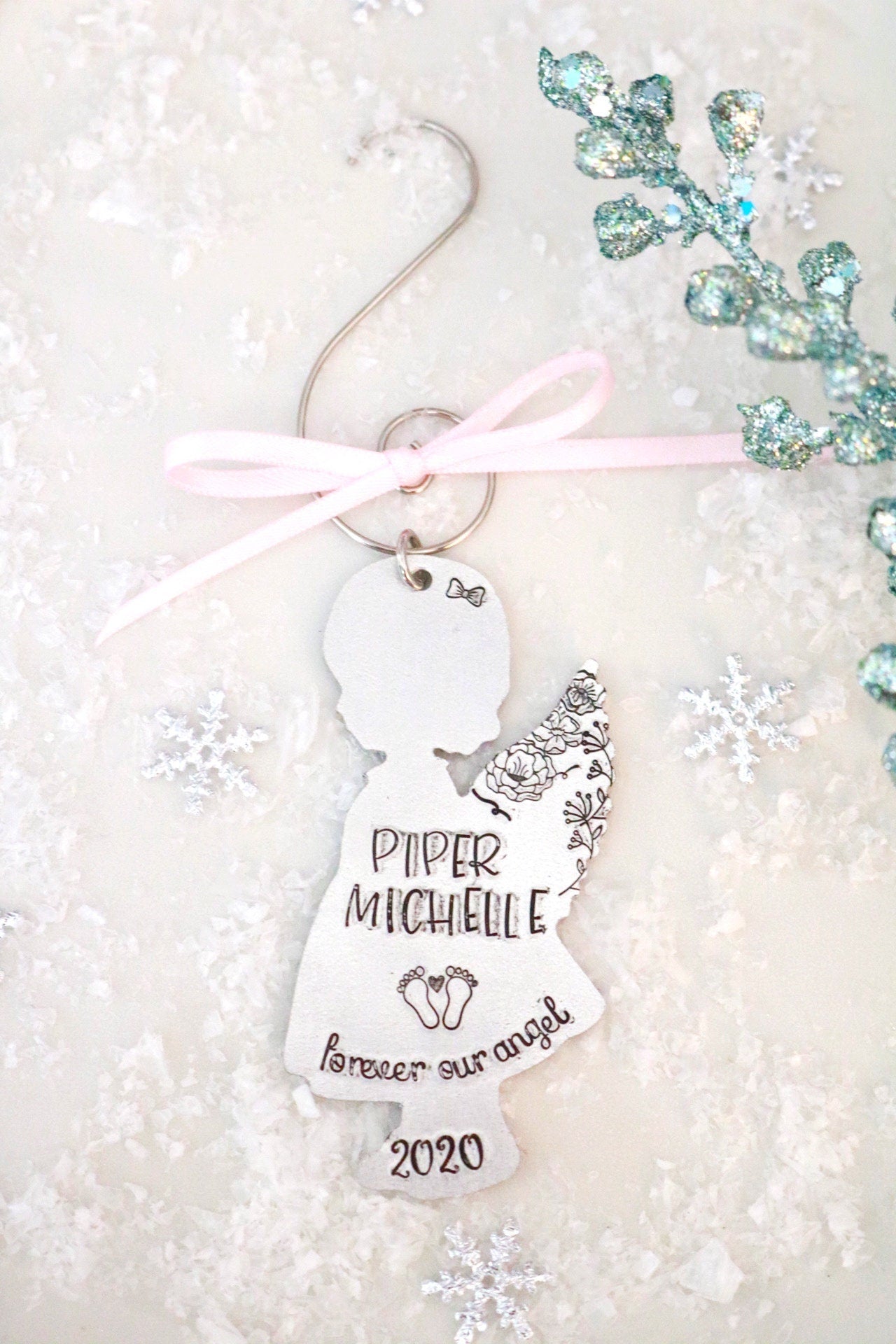 Angel Baby Ornament, Personalized Baby Girl Angel Ornament, Baby Loss Memorial Ornament, Loss of Child Gift, Keepsake Christmas Ornament