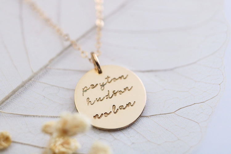 Large Script Name Disc Necklace - TickleBugJewelry