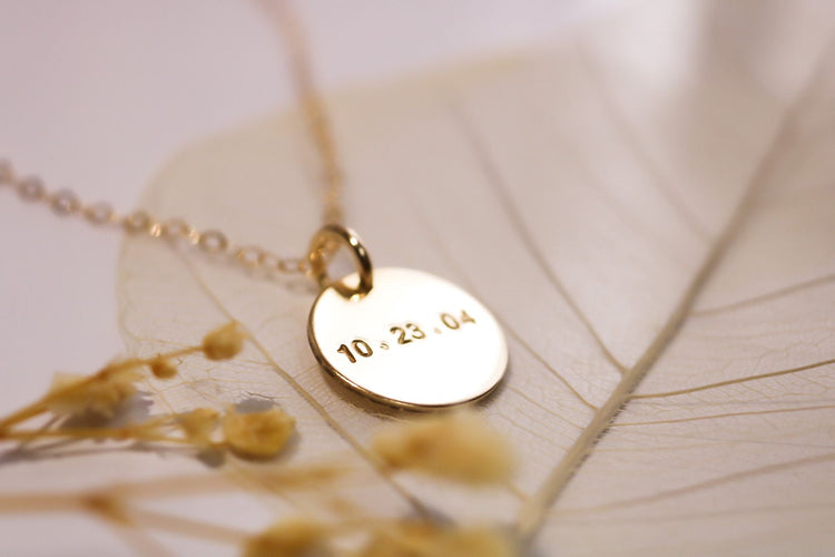 Medium Date Disc Necklace - 1/2" Disc - TickleBugJewelry