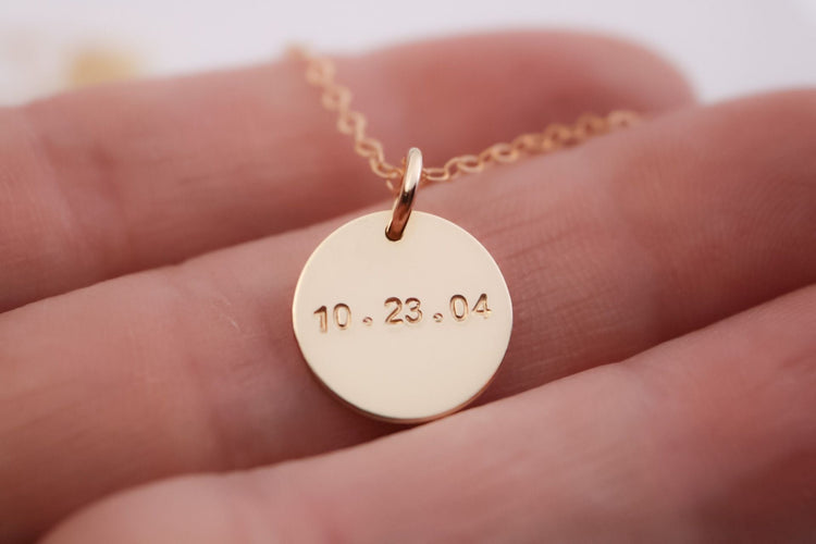 Medium Date Disc Necklace - 1/2" Disc - TickleBugJewelry