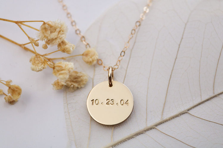 Medium Date Disc Necklace - 1/2" Disc - TickleBugJewelry