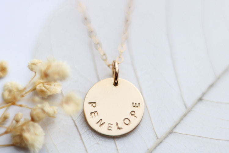 Medium Name Disc Necklace - 1/2" Disc - TickleBugJewelry