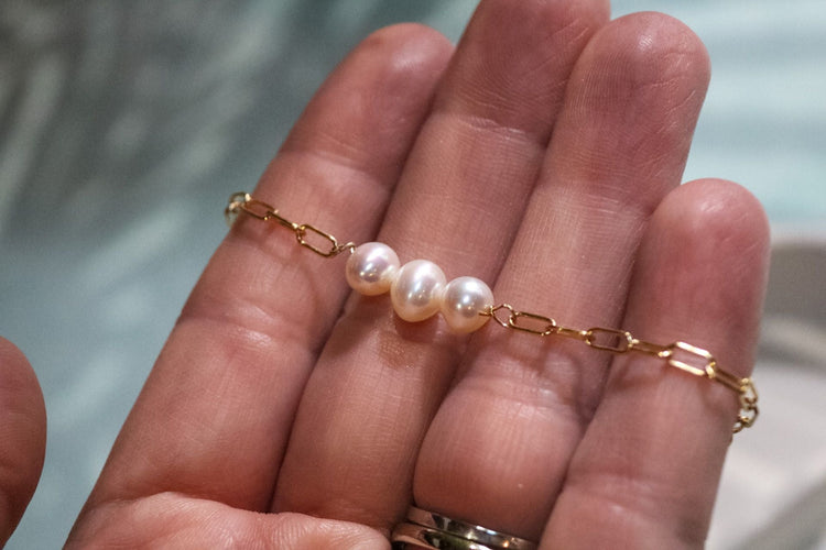 Pearl Chain Bracelet - TickleBugJewelry