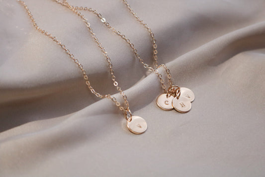 Tiny Initial Disc Necklace