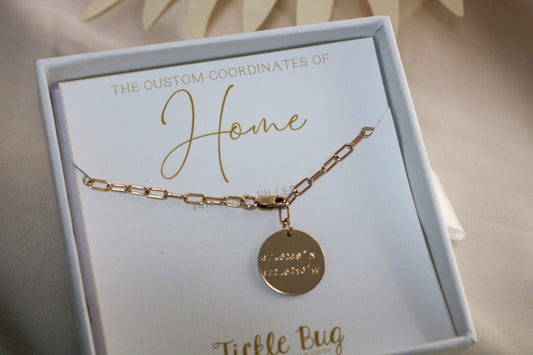 Custom Coordinates Bracelet with Card - Graduation Gift for Her