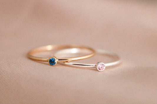 TINY Birthstone Ring - 14k Gold Filled