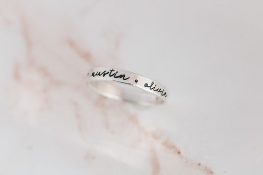 Sterling Silver Multiple Name Ring