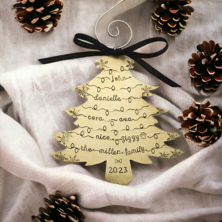 Family Christmas Tree Ornament - GOLD