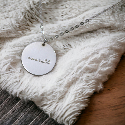 Large Script Name Disc Necklace
