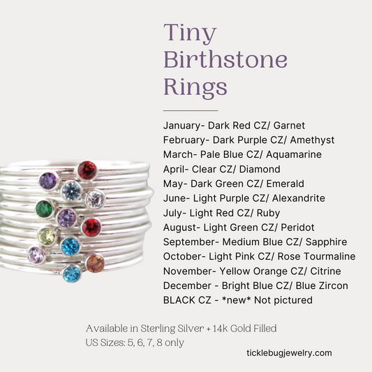TINY Birthstone Ring - 14k Gold Filled