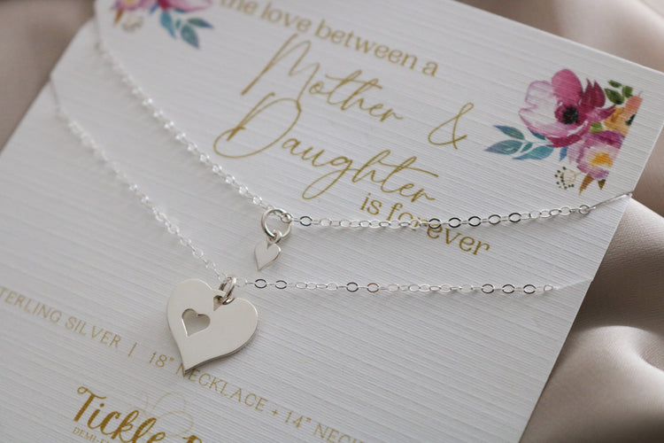 Mother & Daughter Heart Necklace Set