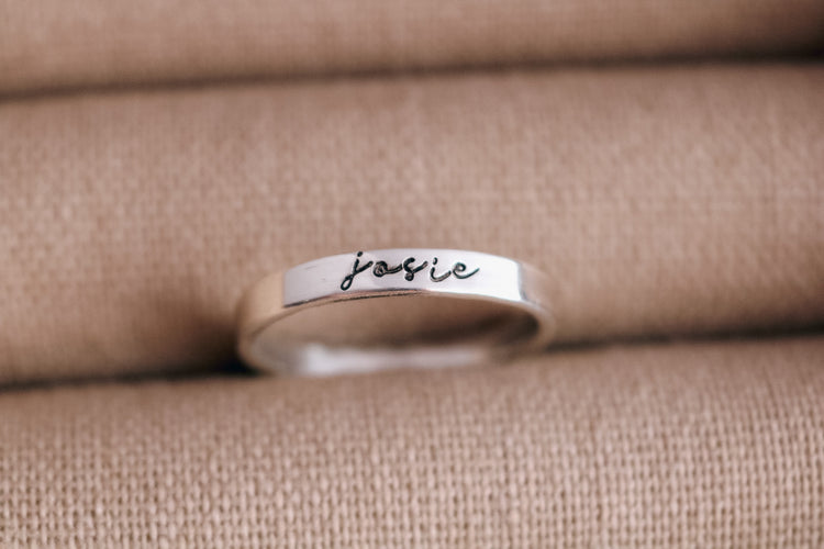 Sterling Silver Name Ring - Arial Font