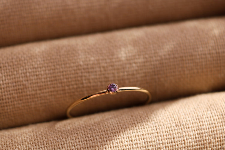 Gold Filled Modern Class Ring Set | Script Font | One Gemstone Ring