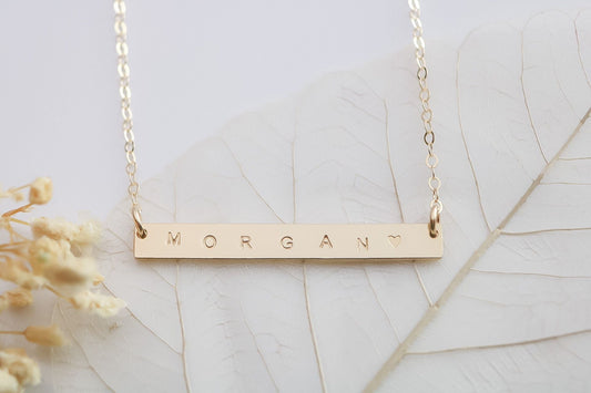 Horizontal Name Bar Necklace - TickleBugJewelry