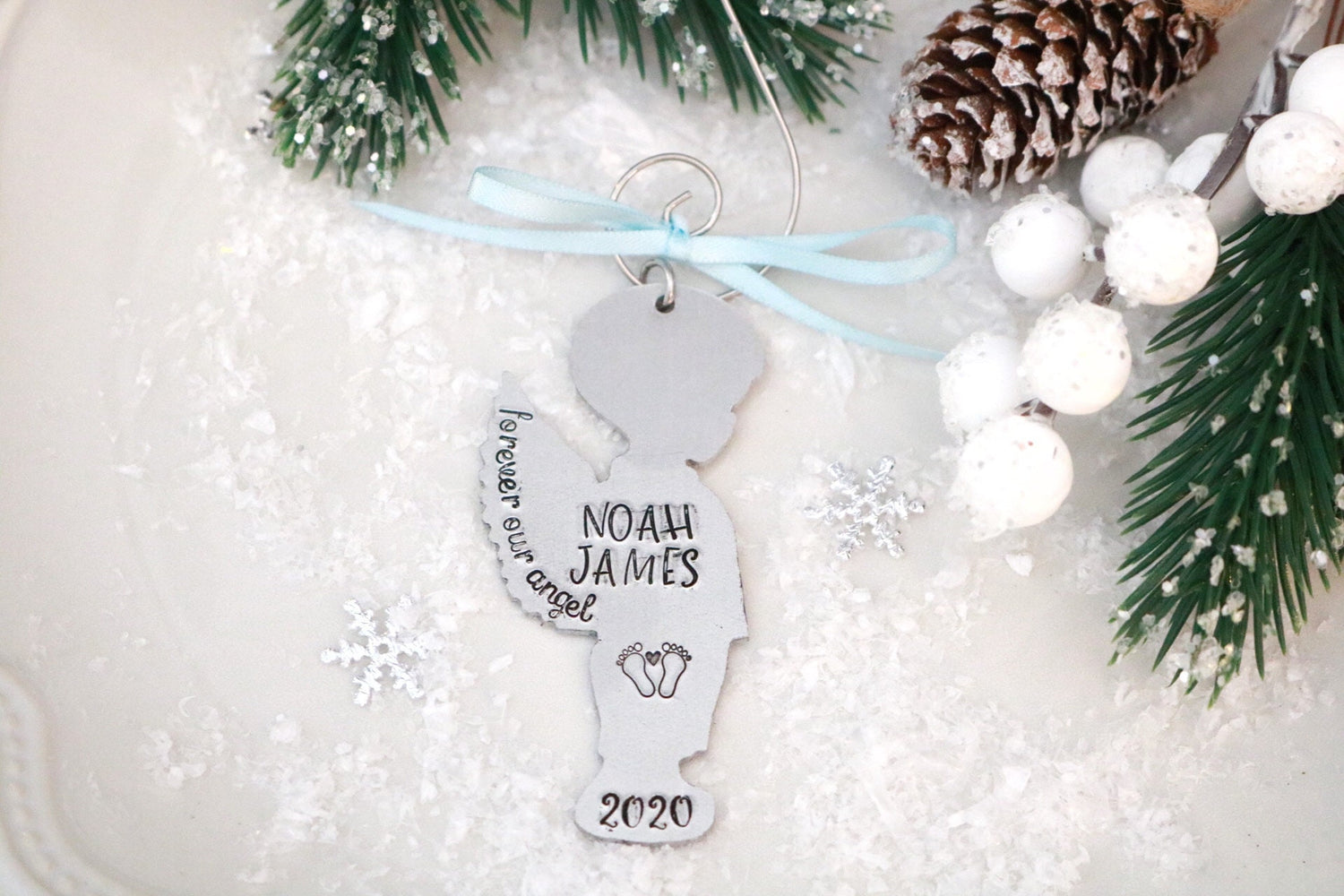 Angel Baby Ornament, Personalized Baby Girl Angel Ornament, Baby Loss Memorial Ornament, Loss of Child Gift, Keepsake Christmas Ornament