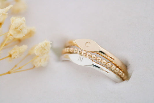 Initial Ring Stack - TickleBugJewelry