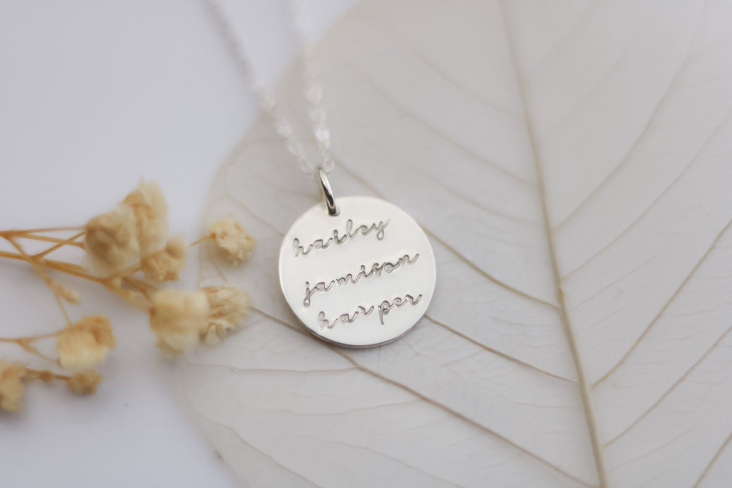 Large Script Name Disc Necklace - TickleBugJewelry