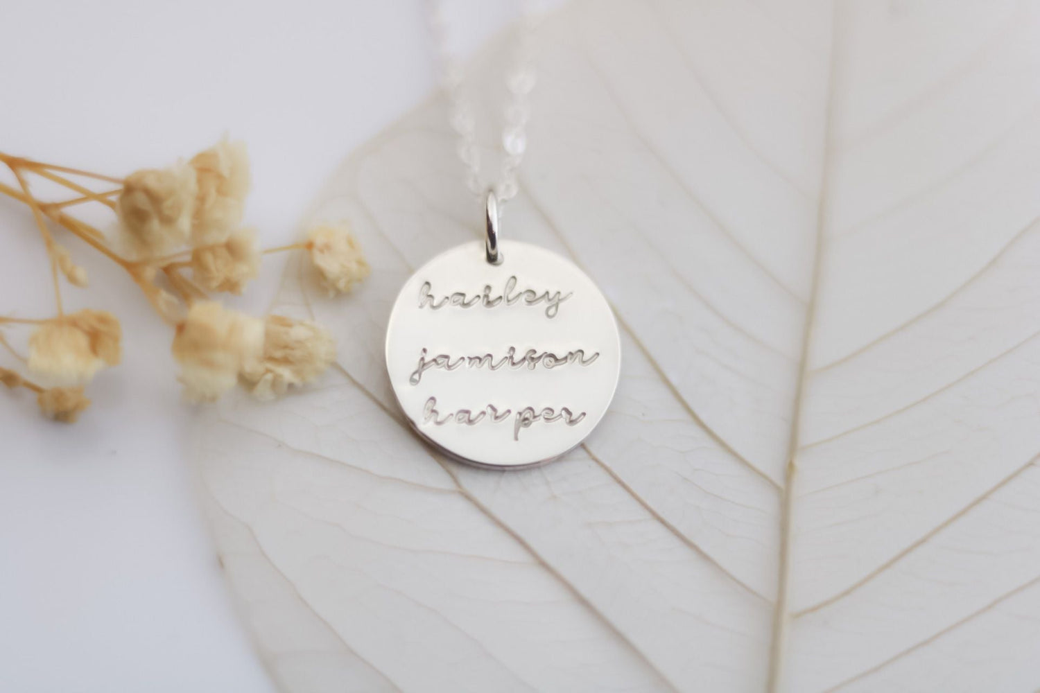 Large Script Name Disc Necklace - TickleBugJewelry
