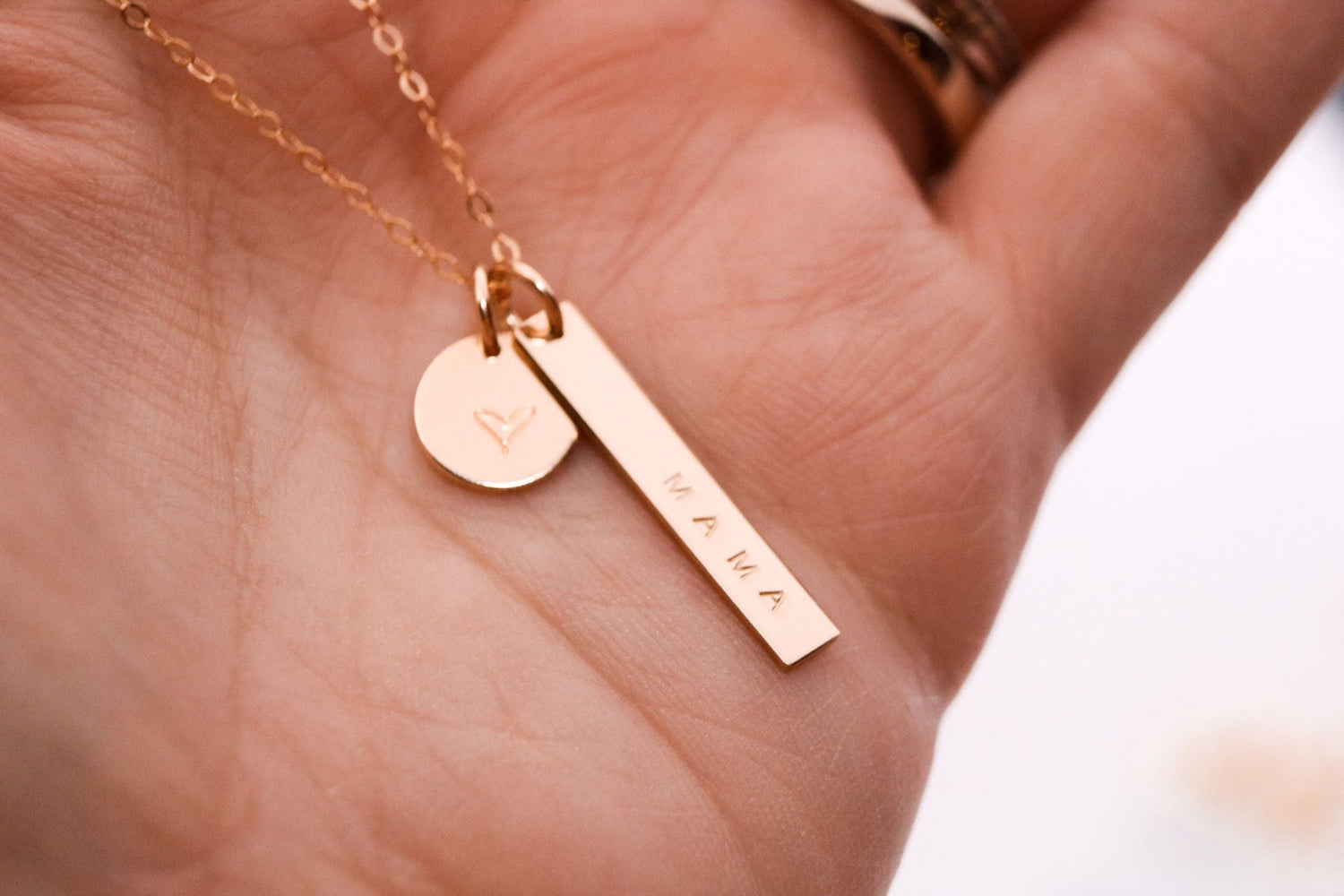 Mama Bar and Disc Necklace - TickleBugJewelry