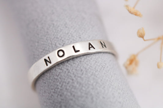 Sterling Silver Name Ring - Arial Font