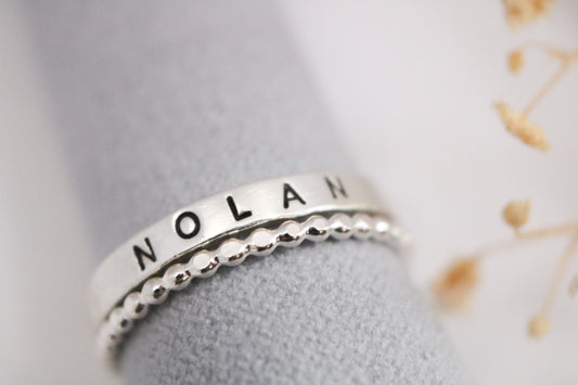 Sterling Silver Name Ring with Spacer