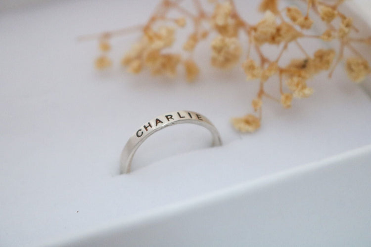 Sterling Silver Personalized Band Ring - TickleBugJewelry